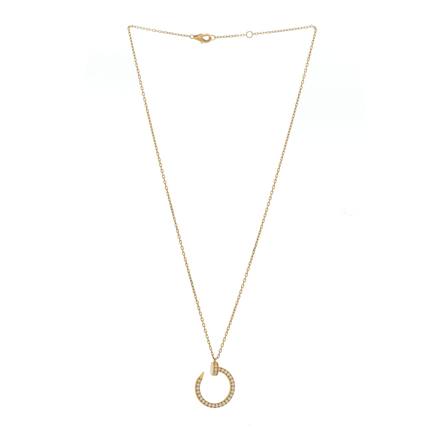 Cartier 18K Yellow Gold Diamond Juste Un Clou Paved Pendant Necklace 3 of 6