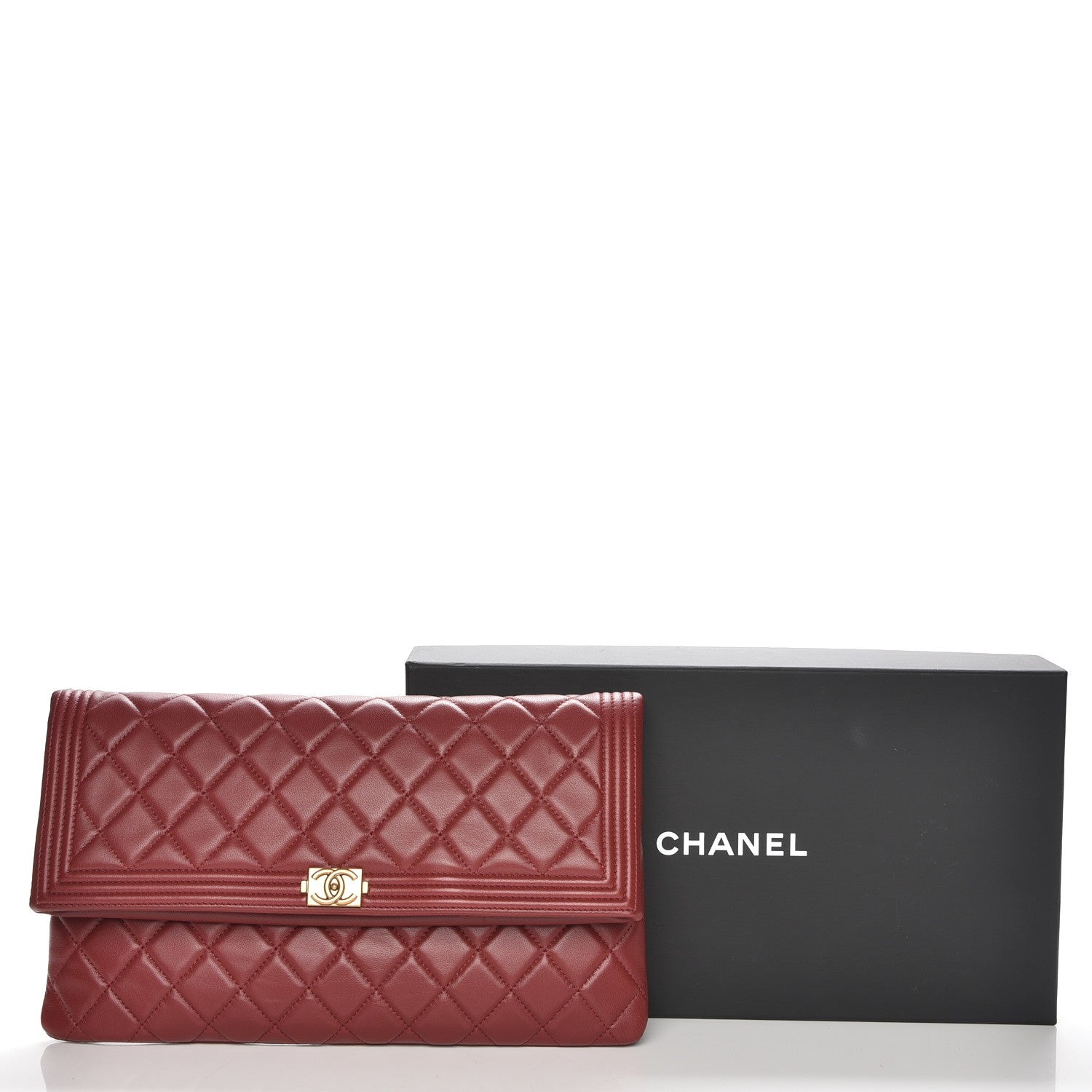 Chanel Lambskin Quilted Beauty CC Boy Clutch Red 9 of 9