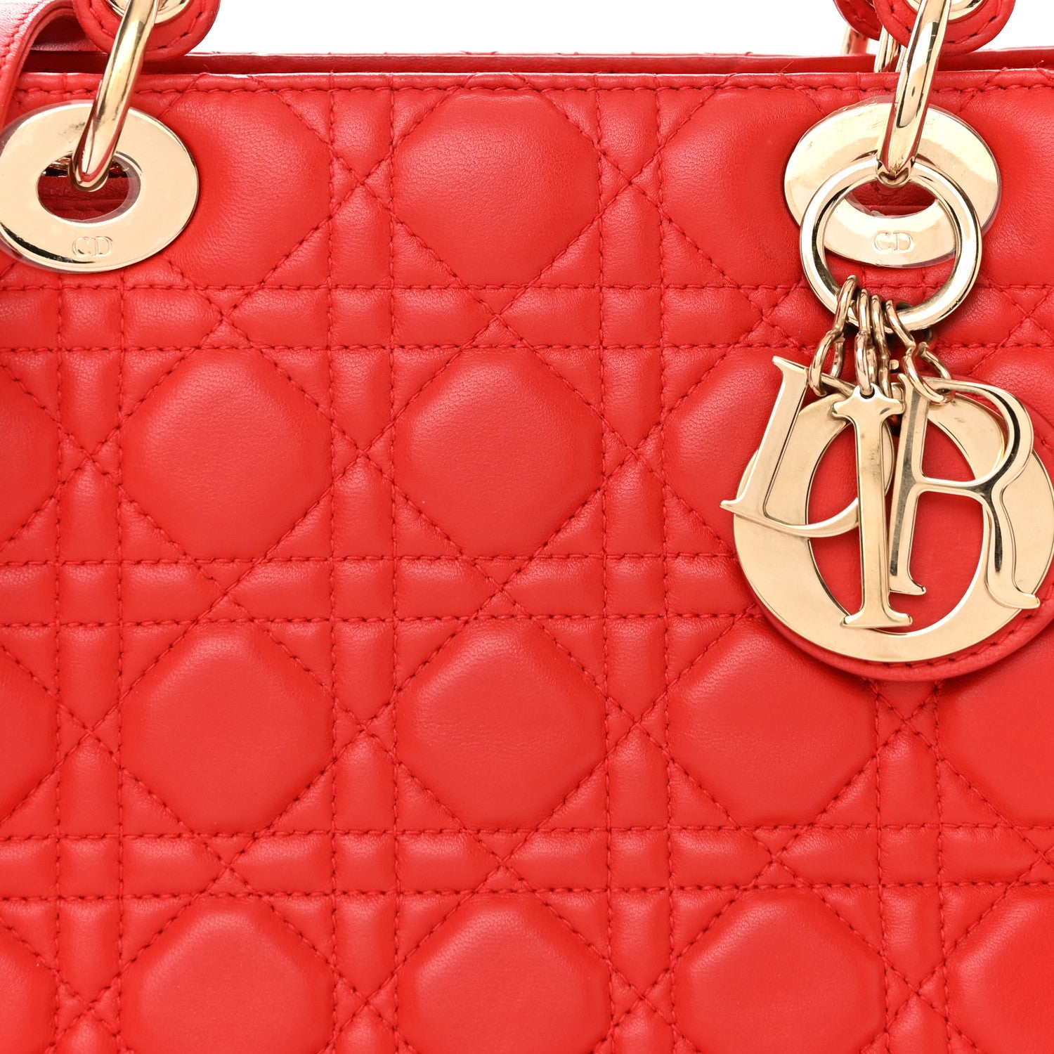 Christian Dior Lambskin Cannage Medium Lady Dior Red 8 of 16