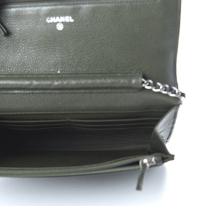Chanel Caviar Quilted Wallet On Chain WOC Green 5 of 11