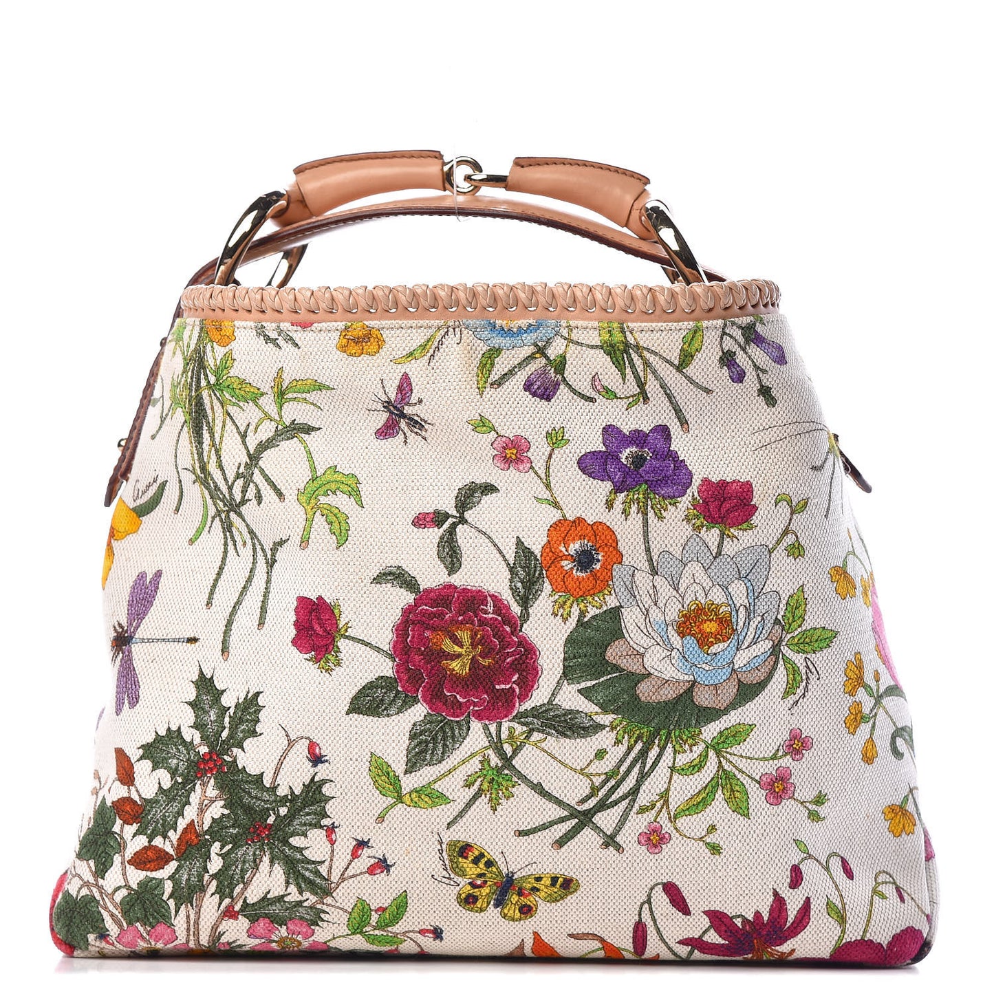 Canvas Flora Floral Small Horsebit Chain Hobo