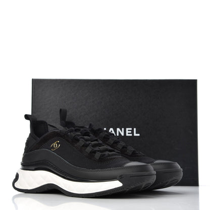 Chanel Velvet Calfskin Mixed Fibers CC Sneakers 38.5 Black 17 of 17