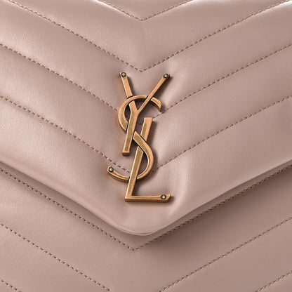 Saint Laurent Calfskin Y Quilted Monogram Medium Loulou Chain Satchel Light Natural 10 of 12