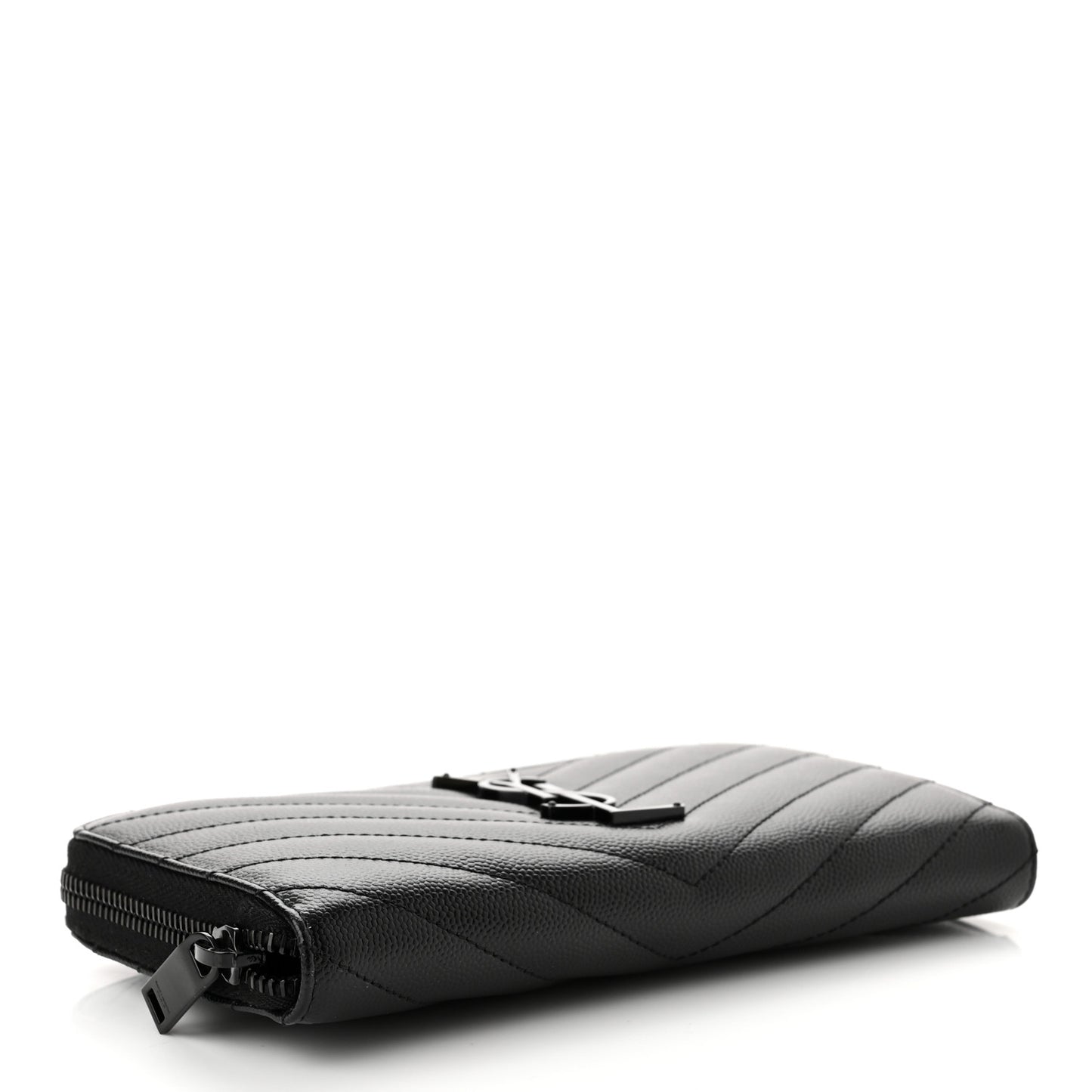Grain De Poudre Matelasse Chevron Monogram Monochrome Zip Around Wallet Black