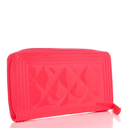 Chanel Patent Quilted Small Boy Zip Around Wallet Pink 3 of 8