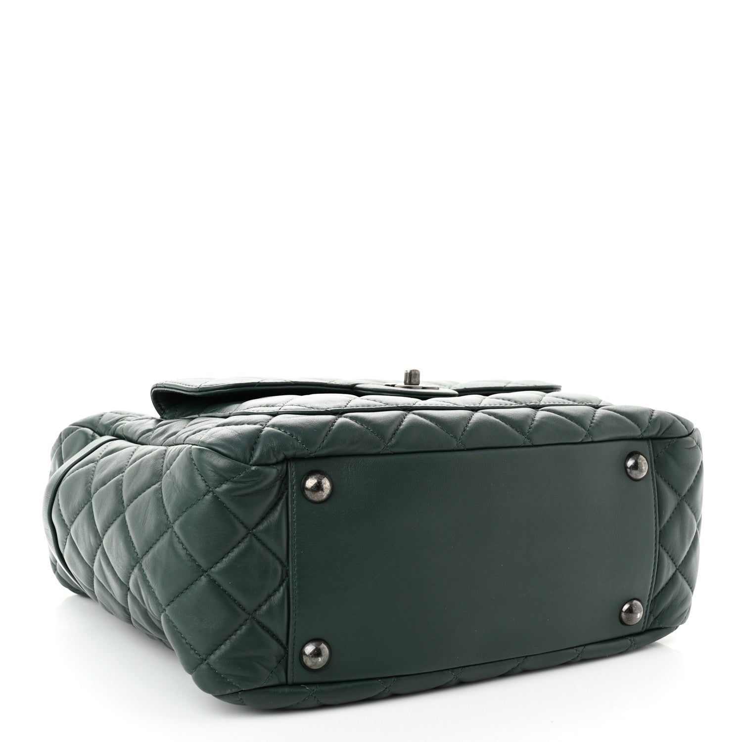 Chanel Lambskin Quilted Flap Hobo Dark Green 3 of 10