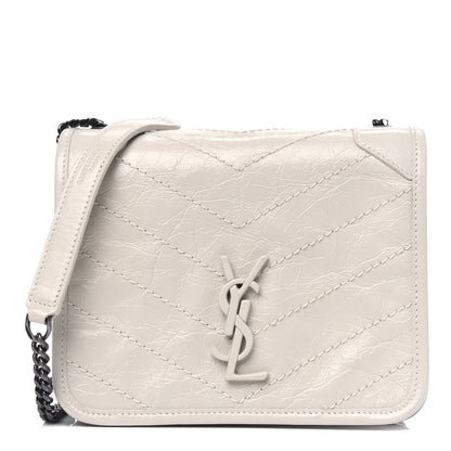 Saint Laurent Crinkled Calfskin Matelasse Monogram Niki Chain Wallet Crema Soft 1 of 4