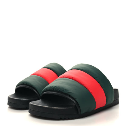 Gucci Nylon Web Womens Slide Sandals 35 Black Green Red 3 of 8