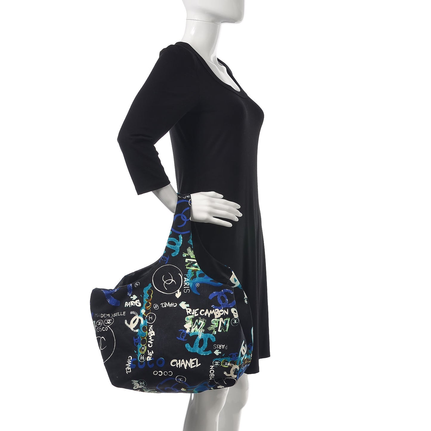 Canvas Coco Print Tote Black Multi