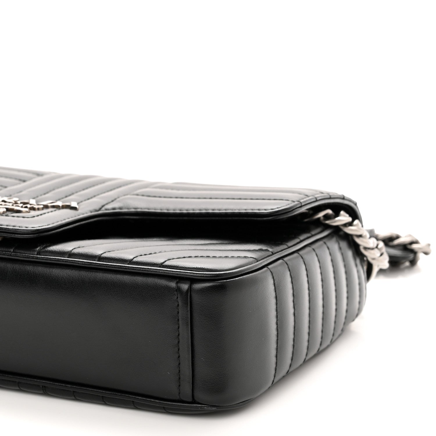 Prada Soft Calfskin Impunture Diagramme Medium Chain Flap Shoulder Bag Black 9 of 9