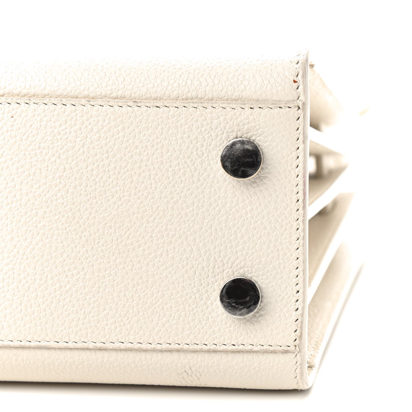Grained Calfskin Nano Sac de Jour Dove White