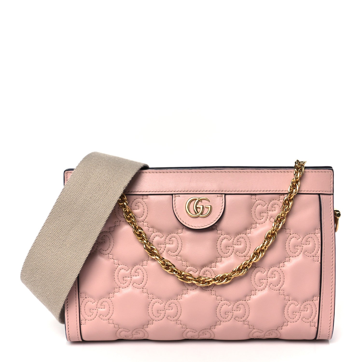 Gucci Calfskin GG Matelasse Small Slim Chain Shoulder Bag Perfect Pink Natural 1 of 11