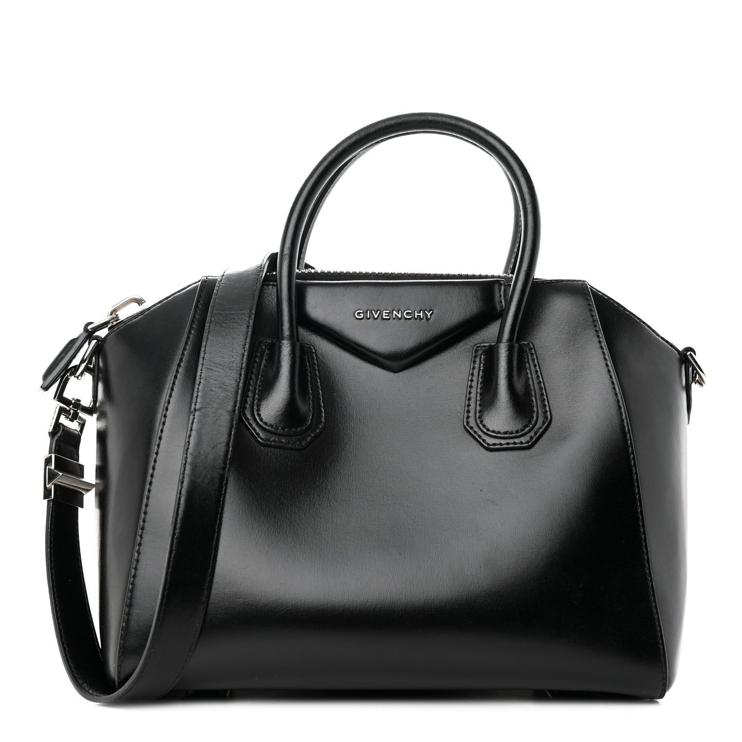 Shiny Lord Calfskin Small Antigona Black