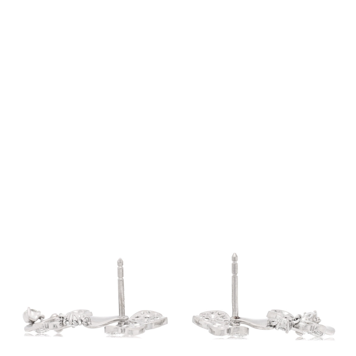 Platinum Diamond Paper Flowers Cluster Drop Earrings