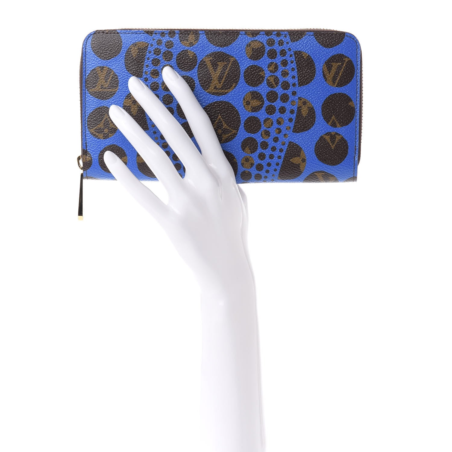 Louis Vuitton Monogram Kusama Pumpkin Dots Zippy Wallet Blue 2 of 8