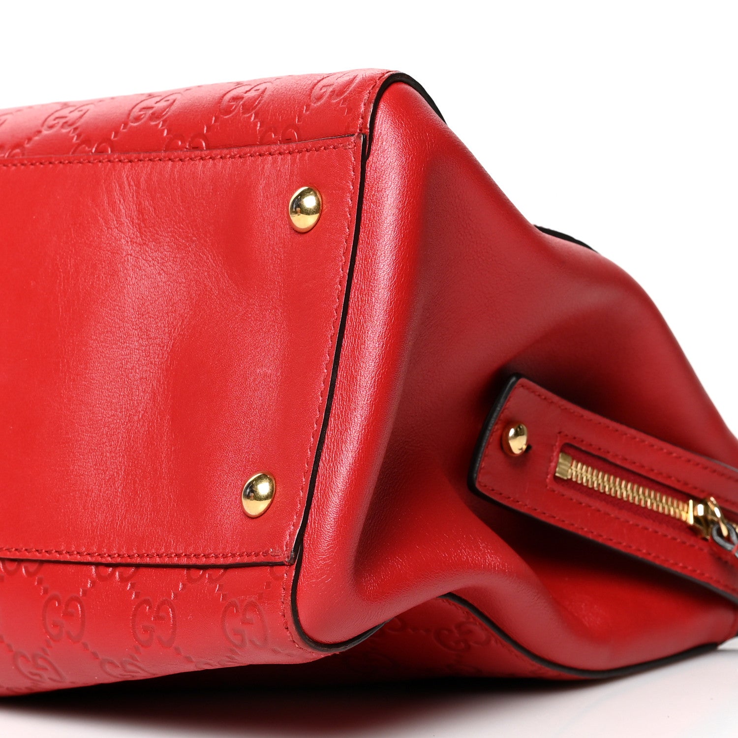 Gucci Soft Guccissima Signature Large Shoulder Tote Bag Hibiscus Red 10 of 10