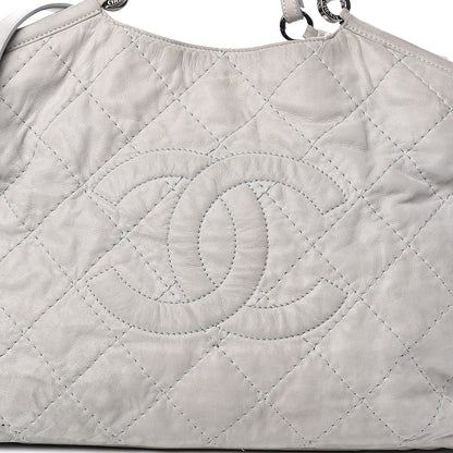 Chanel Iridescent Calfskin Diamond Stitched CC Shopping Tote Gris Clair 14 of 15