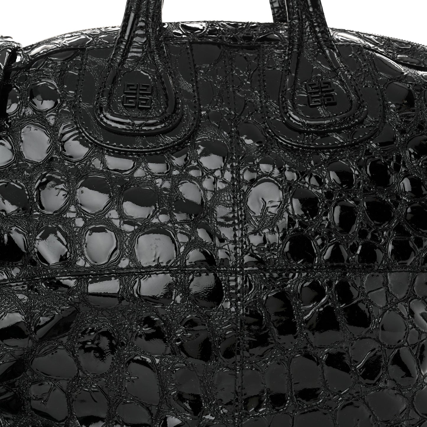 Patent Crocodile Embossed Large Nightingale Black