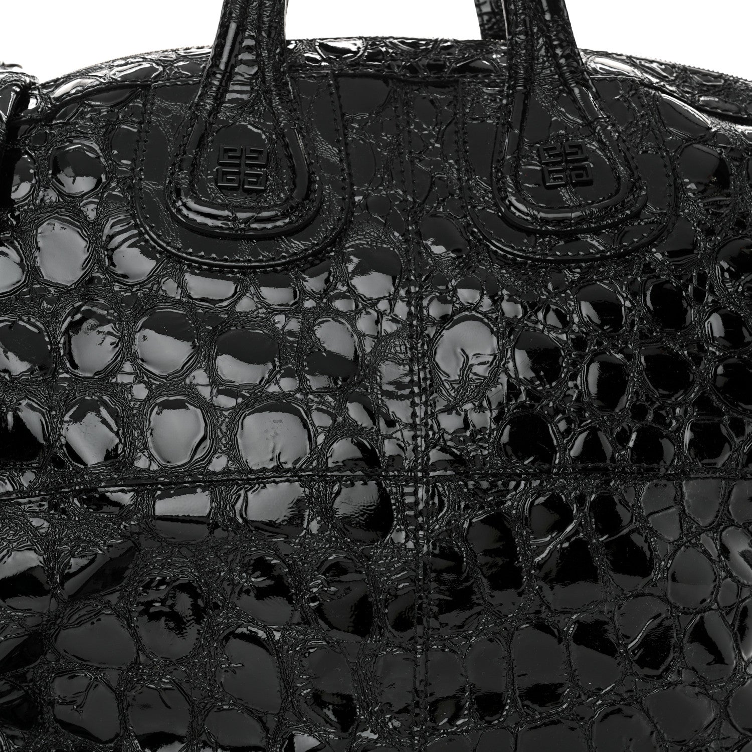 Givenchy Patent Crocodile Embossed Large Nightingale Black 7 of 11
