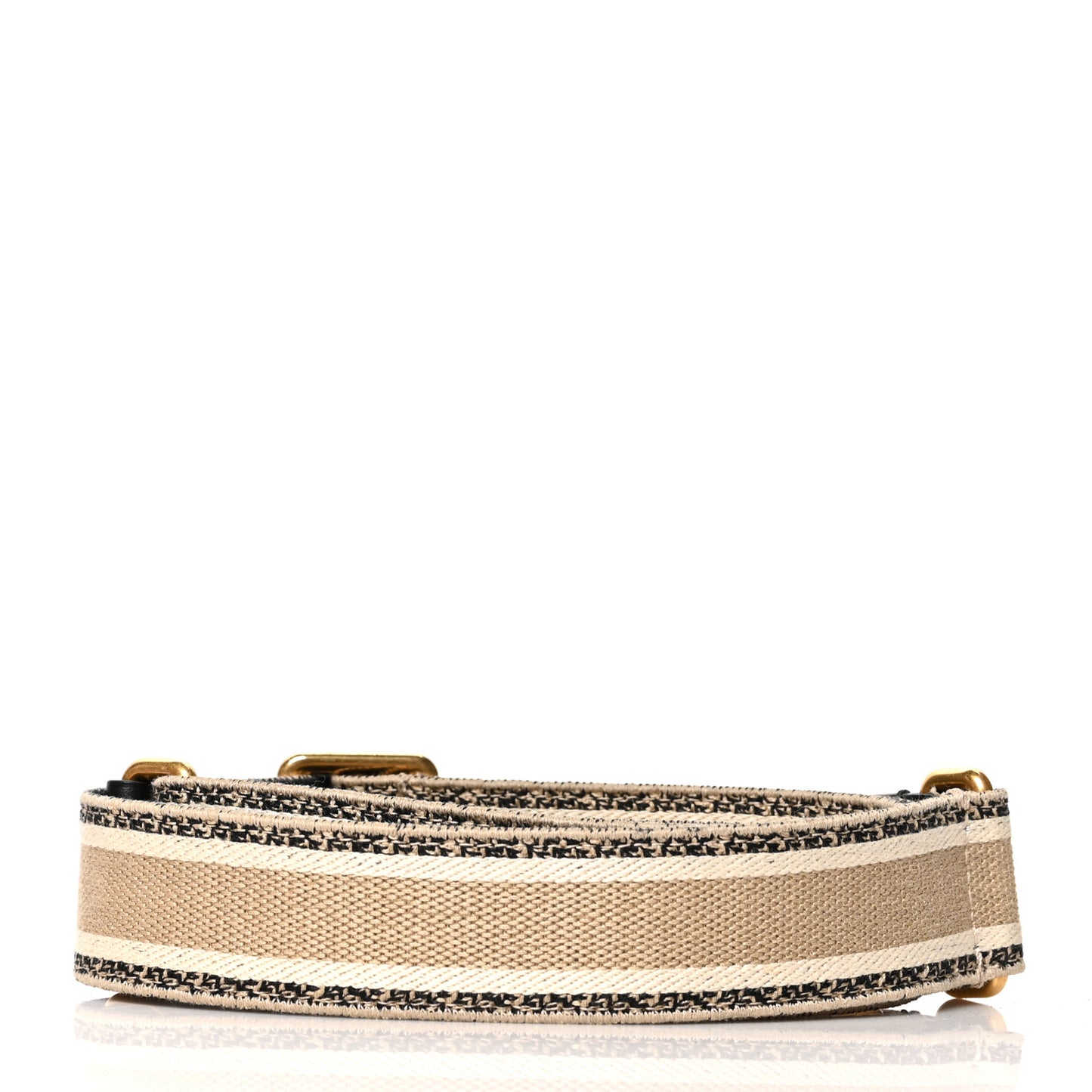 Canvas Embroidered Shoulder Strap Beige