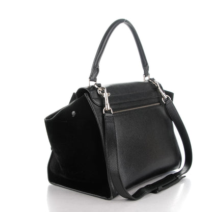 Celine Drummed Calfskin Suede Medium Trapeze Black 3 of 7