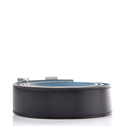 Hermes Box Taurillon Clemence 32mm H Belt 95 Black Blue Jean 3 of 7