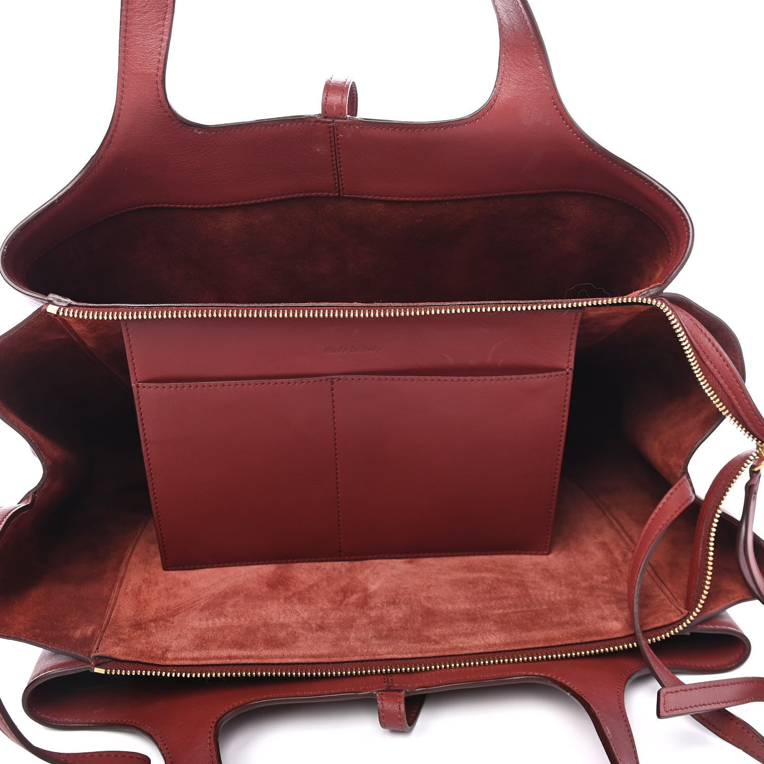 Celine Calfskin Medium Tri-Fold Bag Red Wood 4 of 9