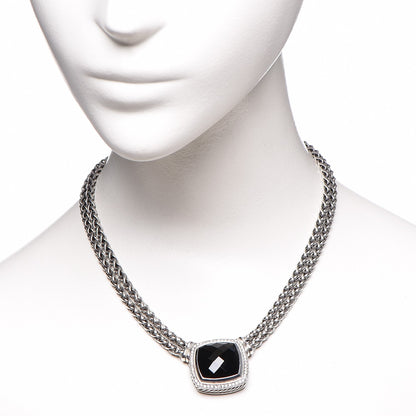 David Yurman Sterling Silver Diamond Black Onyx 19mm Albion Double Wheat Chain Necklace 10 of 15