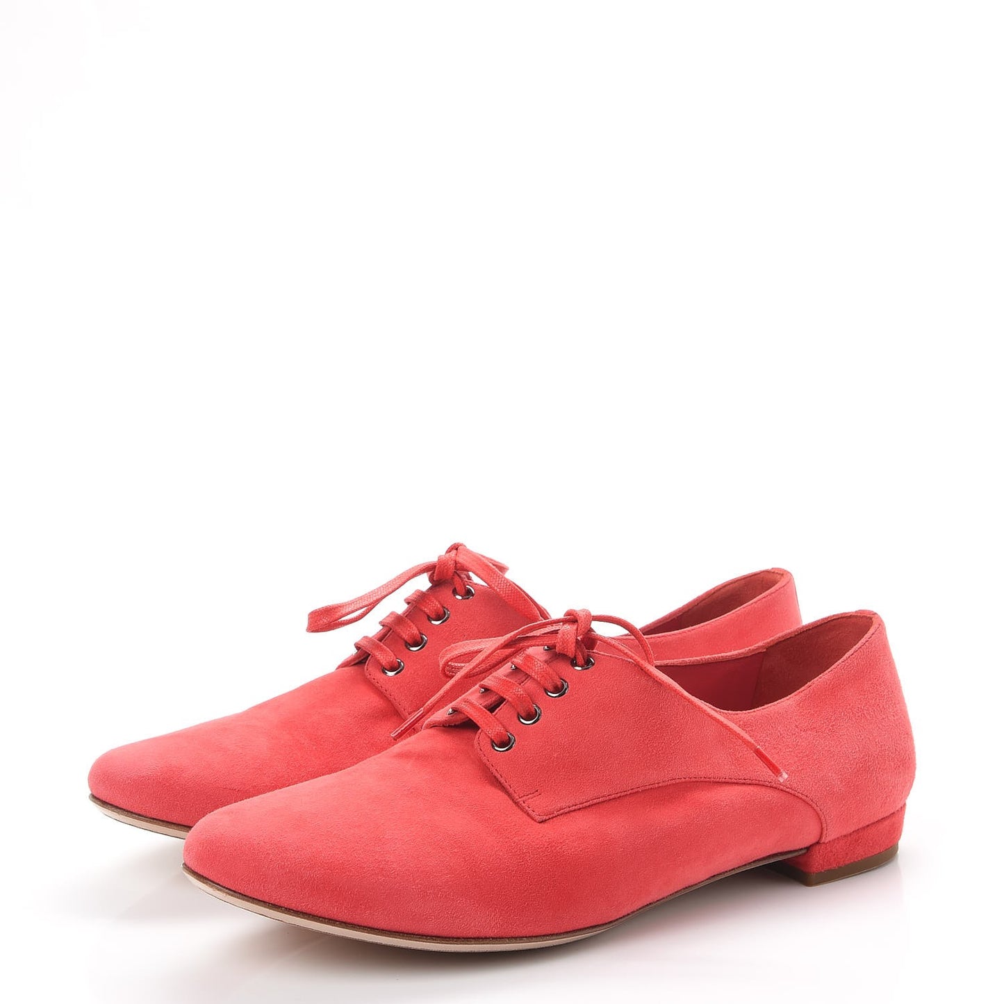 Suede Lace Up Oxford Flats 37 Coral