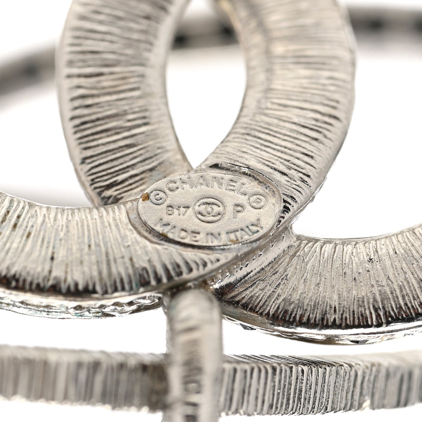 Crystal CC Hoop Earrings Silver Black