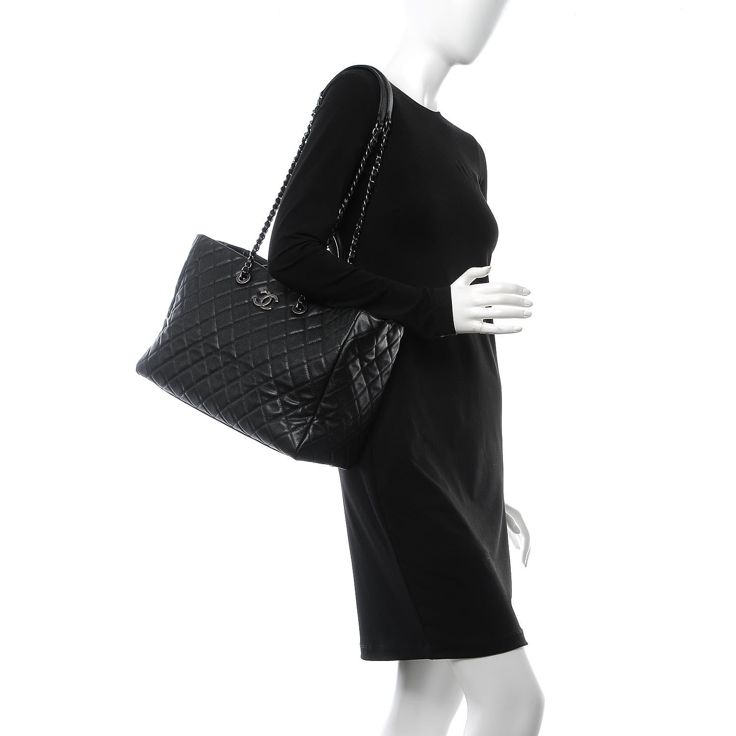 Chanel Caviar Quilted Large Coco Handle Shopping Tote Black 2 of 8