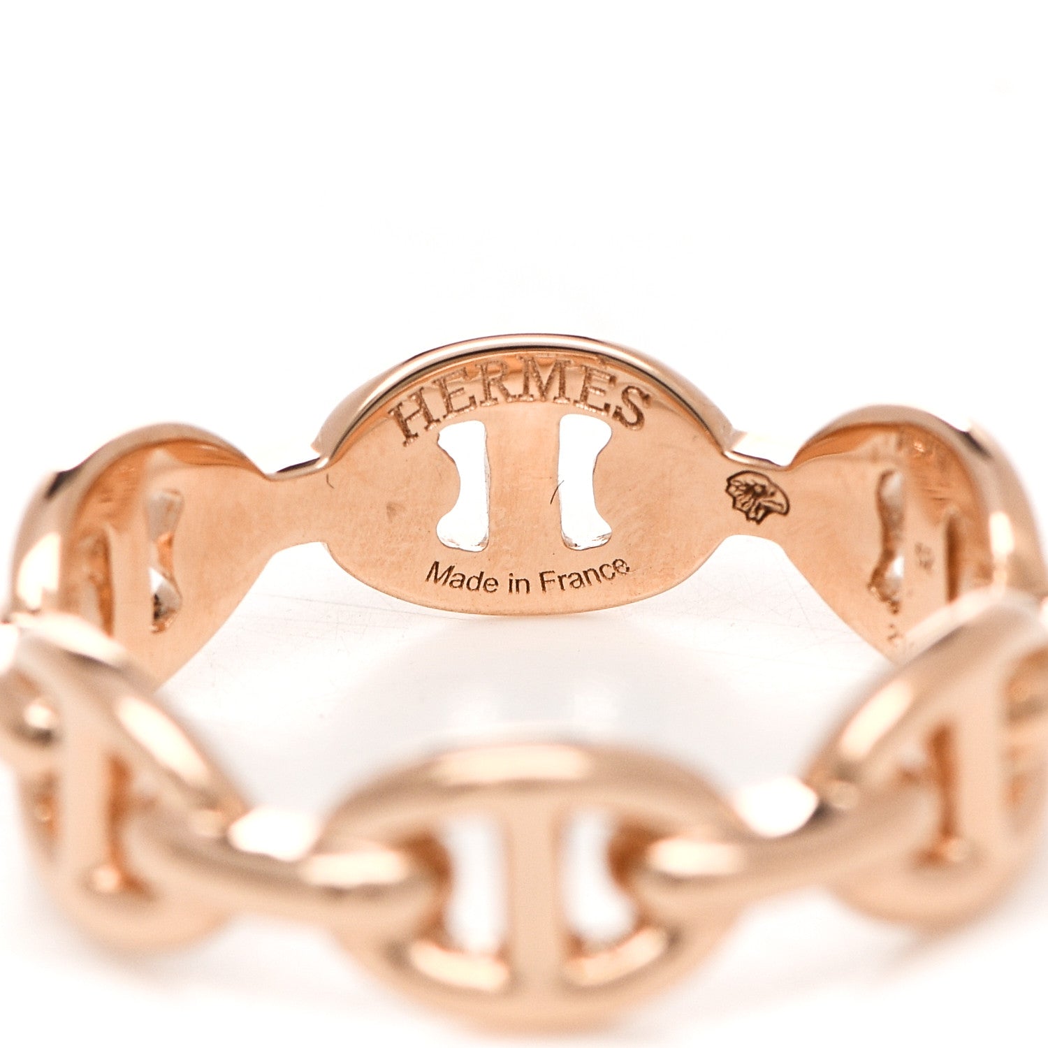 Hermes 18K Rose Gold PM Chaine D'Ancre Enchainee Ring 52 6 4 of 6
