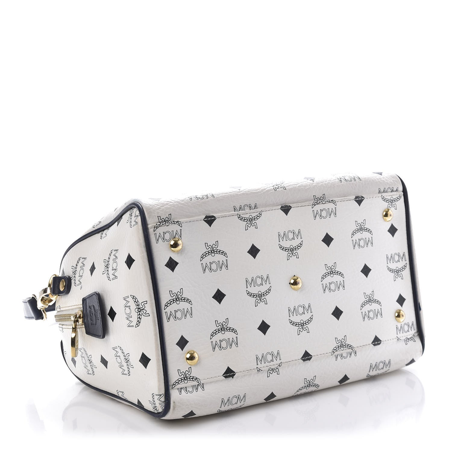 MCM Visetos Boston Satchel White 4 of 9