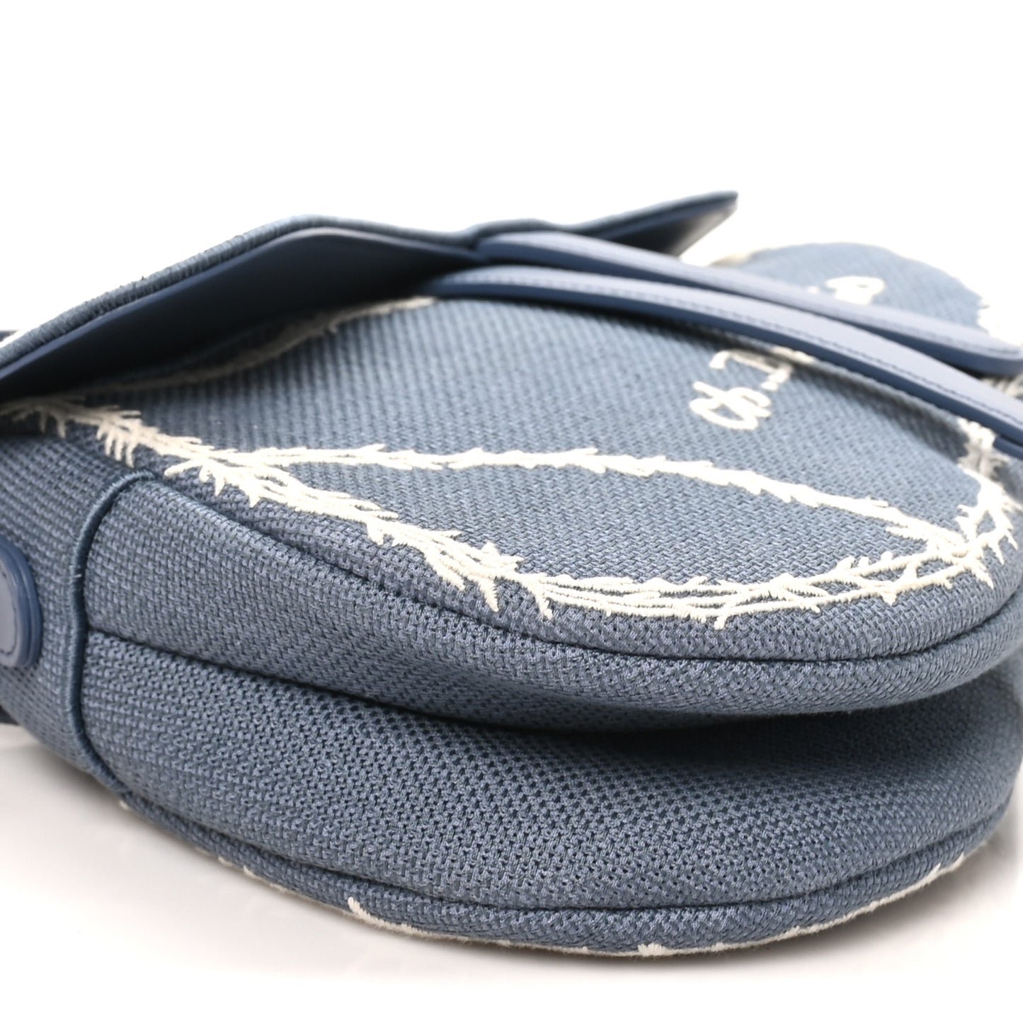 Cotton Canvas Embroidered Les Fleurs Du Mal Saddle Bag Blue