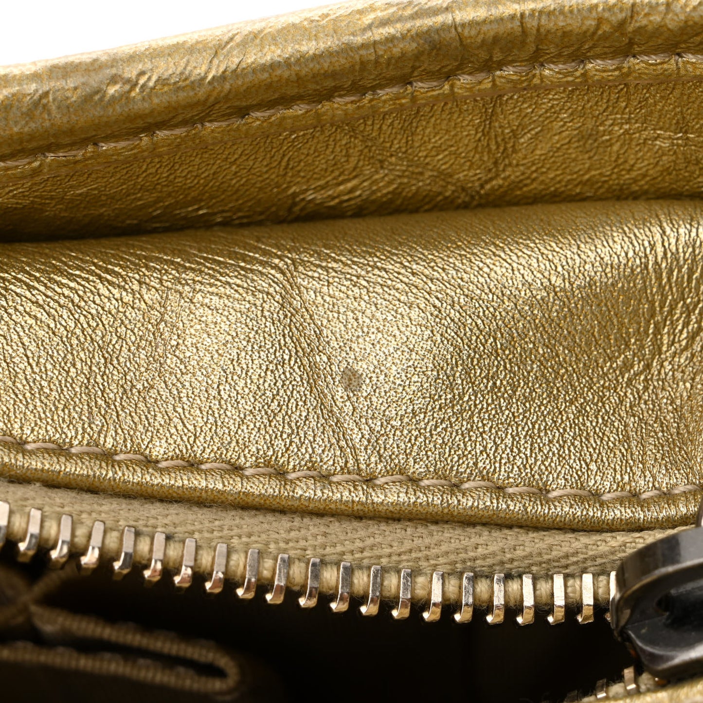 Metallic Aged Calfskin CC Quilted Small Gabrielle Hobo Gold