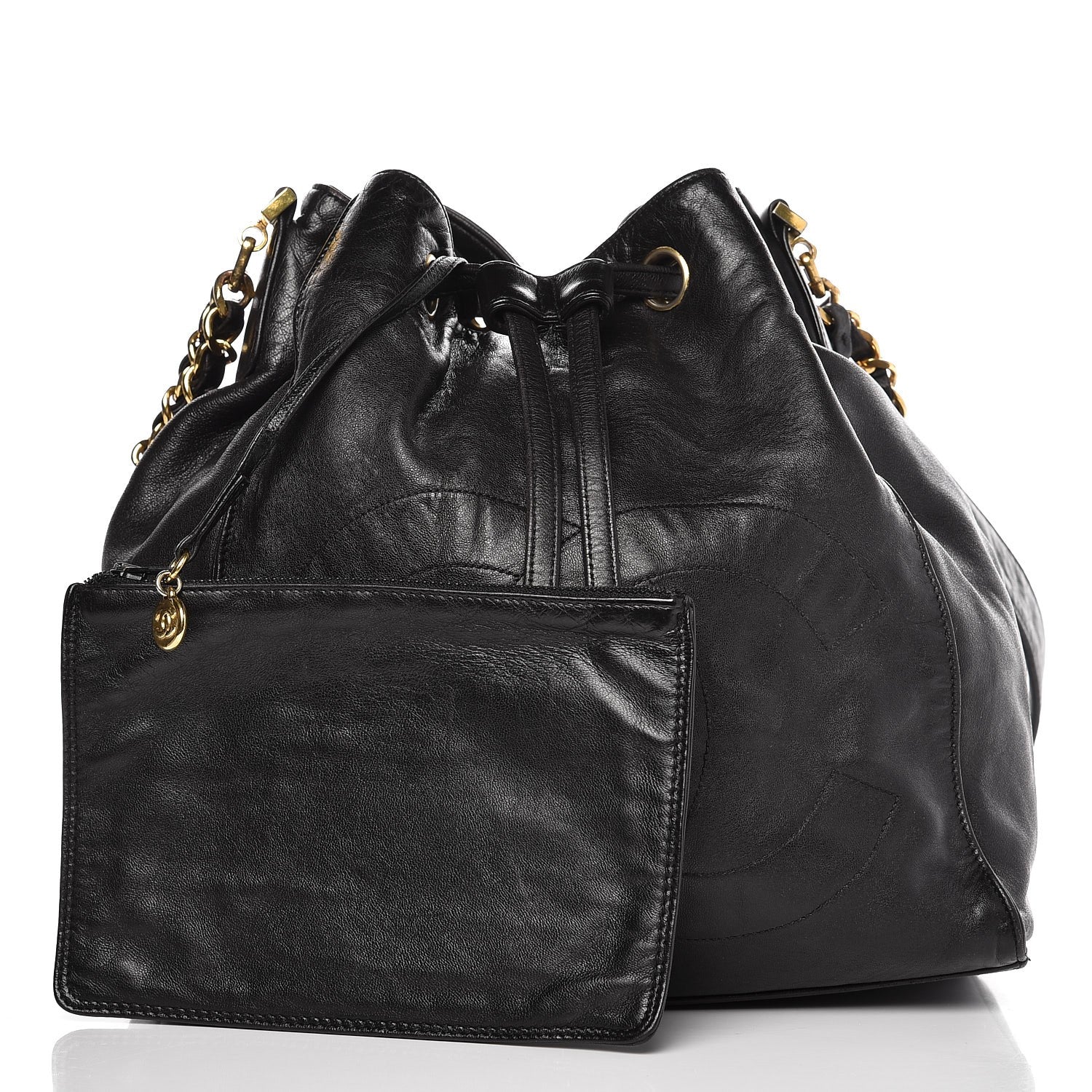 Chanel Lambskin CC Drawstring Shoulder Bag Black 11 of 11