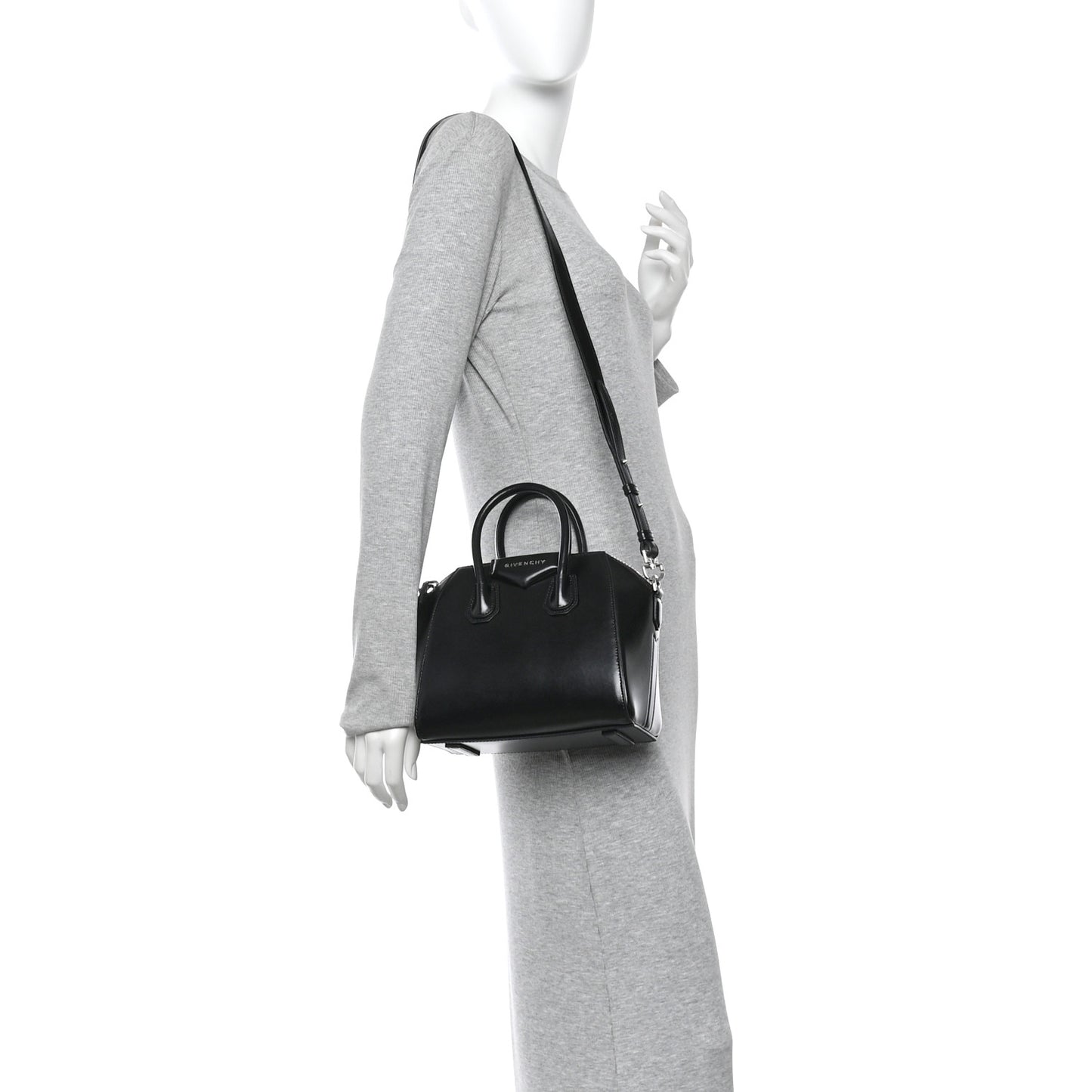 Shiny Lord Calfskin Mini Antigona Black