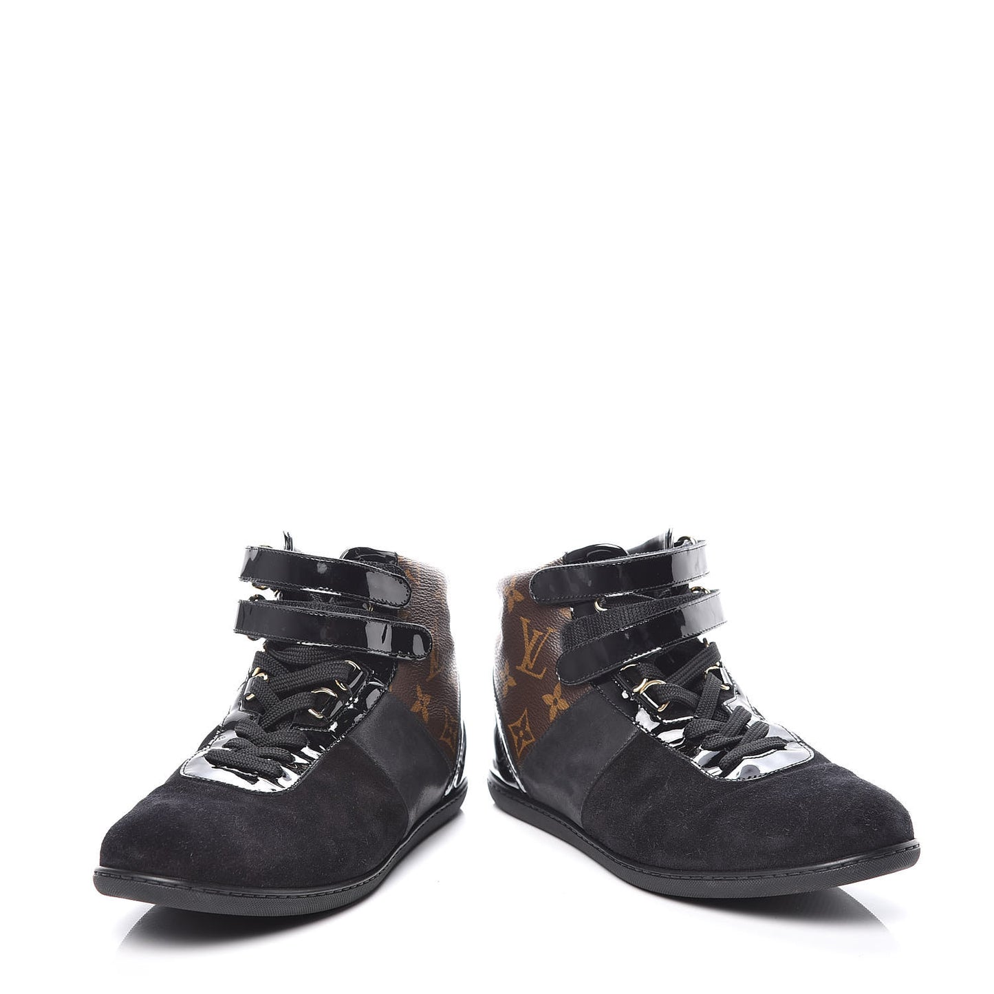 Suede Patent Monogram Move Up Sneakers 38 Black
