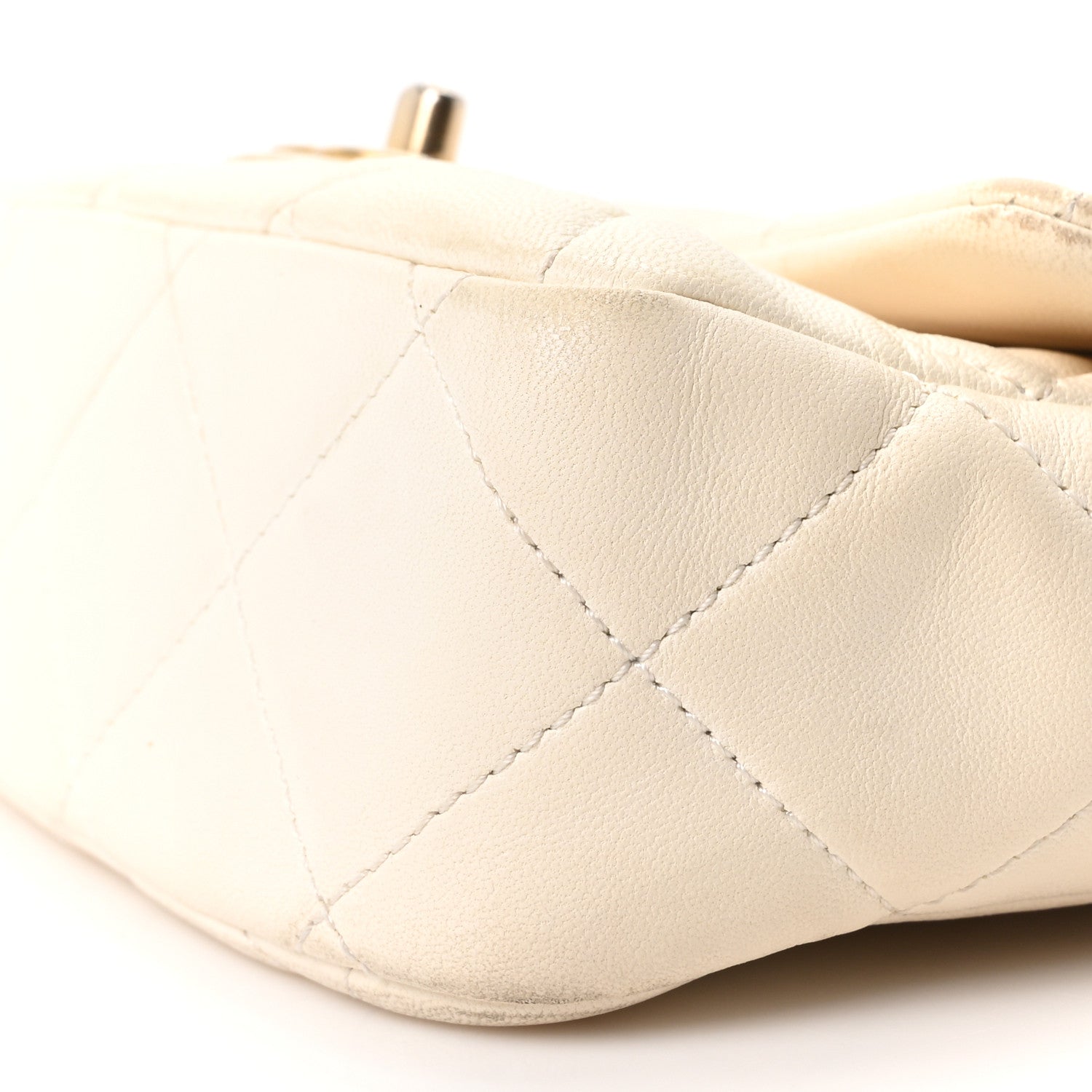 Chanel Shiny Lambskin Quilted Pearl Twist Mini Square Flap White 18 of 19