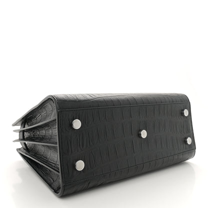Saint Laurent Calfskin Crocodile Embossed Baby Sac De Jour Carryall Black 4 of 10
