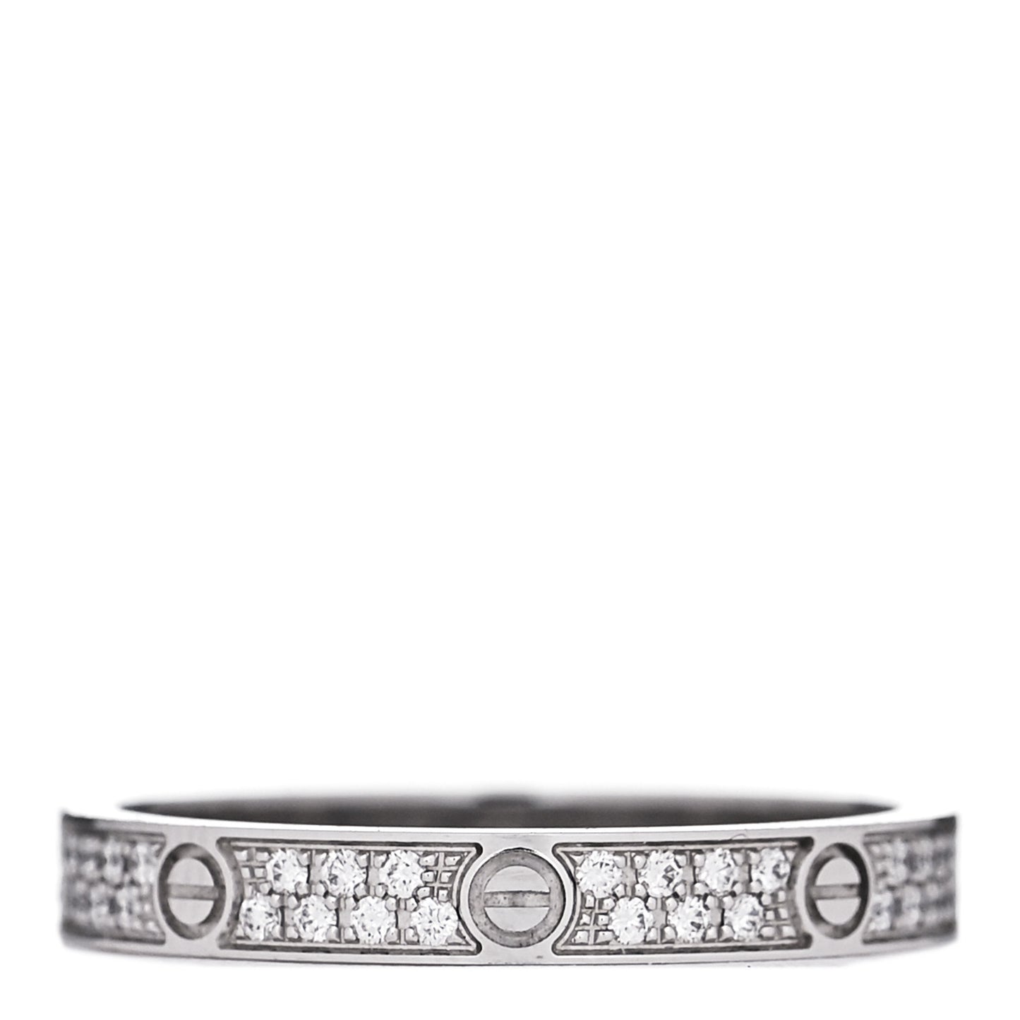 18K White Gold Diamond 2.6mm LOVE Paved Band Ring 49 4.75