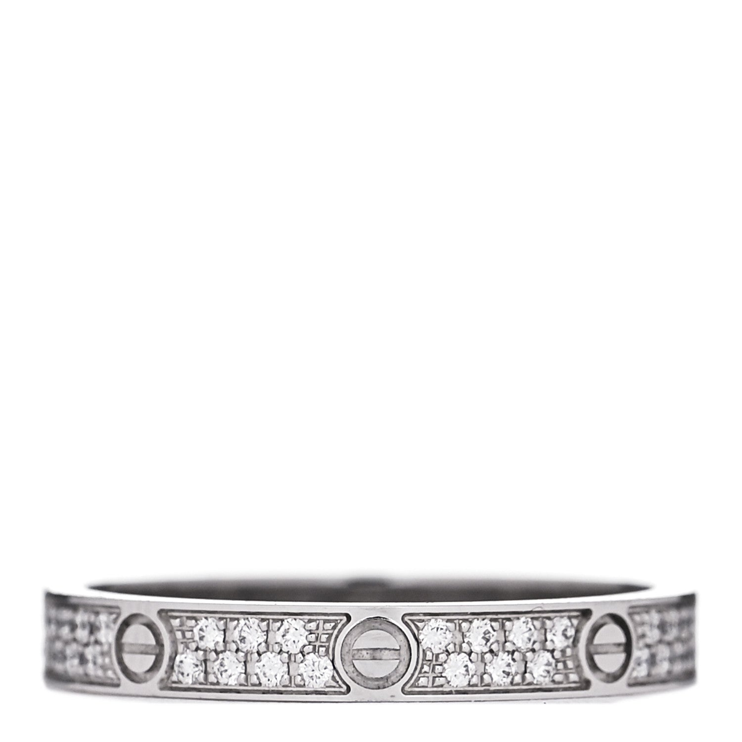 Cartier 18K White Gold Diamond 2.6mm LOVE Paved Band Ring 49 4.75 1 of 6