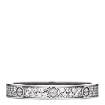 Cartier 18K White Gold Diamond 2.6mm LOVE Paved Band Ring 49 4.75 1 of 6