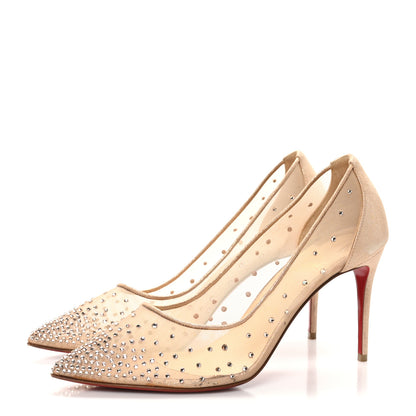 Christian Louboutin Suede Lame Crystal Strass Follies 85 Pumps 40 Light Silk 3 of 10