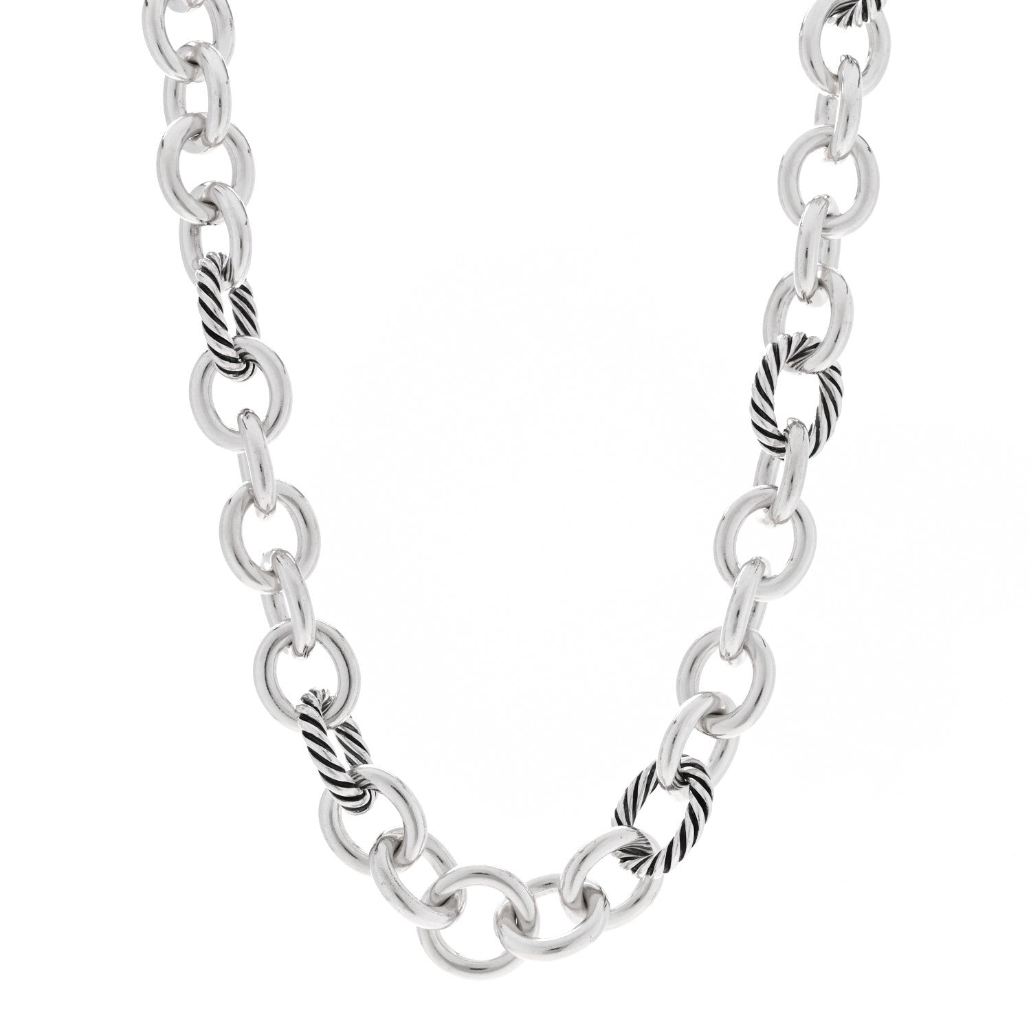 David Yurman Sterling Silver 12mm Oval Link Necklace 1 of 4