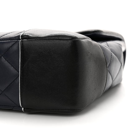 Chanel Calfskin Quilted Bi-Color Jumbo Flap Blue Black 10 of 15