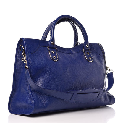 Balenciaga Chevre Gold Metallic Edge Hardware City Bleu Roi 4 of 8