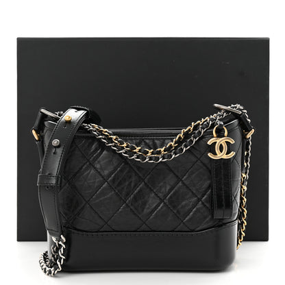 Chanel Aged Calfskin Quilted Small Gabrielle Hobo Black 11 of 11