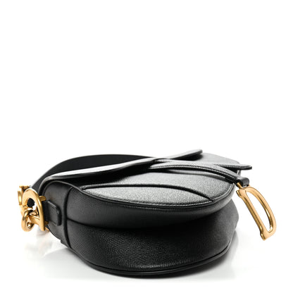 Christian Dior Grained Calfskin Saddle Bag With Strap Black 4 of 10
