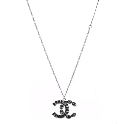 Chanel Baguette Crystal CC Pendant Necklace Silver 1 of 4